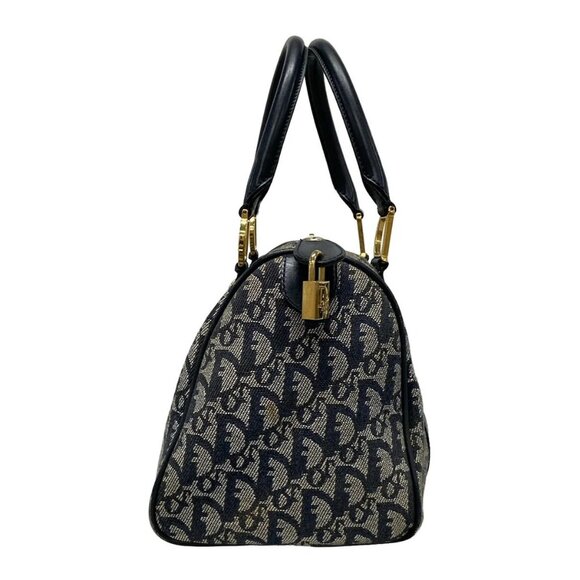 Auth DIOR/ChristianDior Trotteur Navy Cream PVC Patent Leather Handbag - Picture 4 of 16